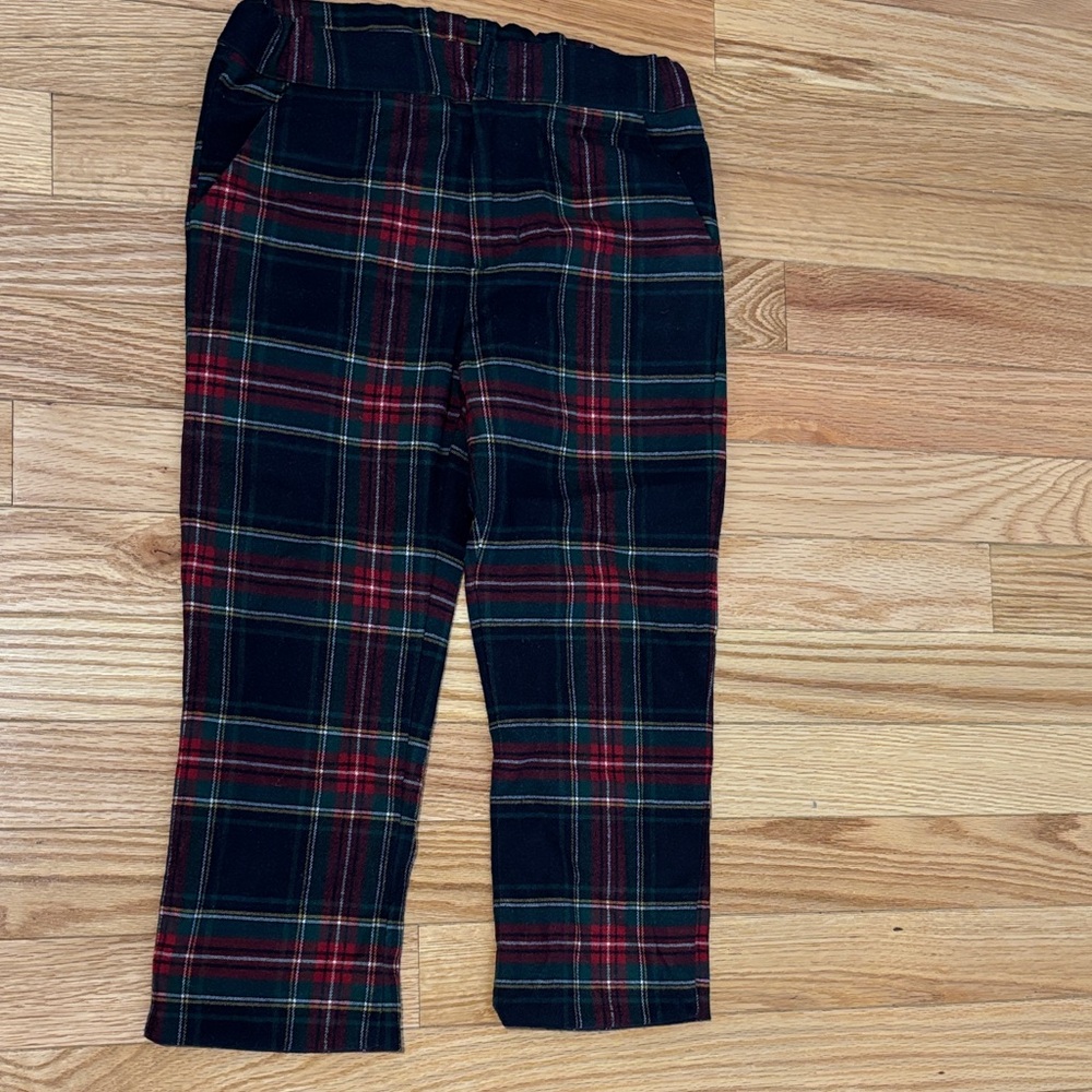 Plaid Trousers with Red and Green Pattern